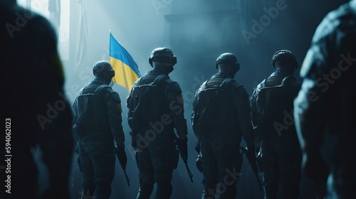 Wallpaper Mural Conceptual ukrainian flag with ukraine soldiers. Al generated Torontodigital.ca