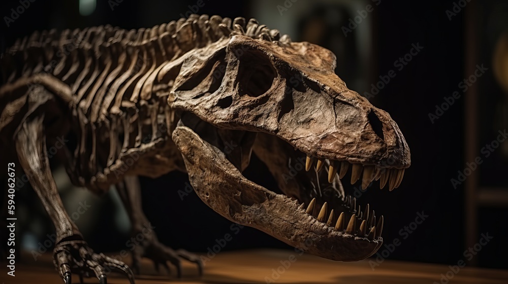 Dinosaur fossil tyrannosaurus rex found by archaelo. Al generated Dinosaur fossil tyrannosaurus rex found by archaelo. Al generated