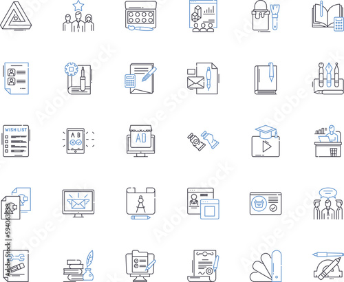 Architect line icons collection. Design, Blueprint, Structure, Drafting, Plan, Building, Construction vector and linear illustration. Creativity,Innovation,Estimation outline signs set