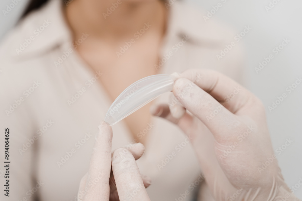 Fotka „Nasal splints are installed in the nose during septoplasty to ...
