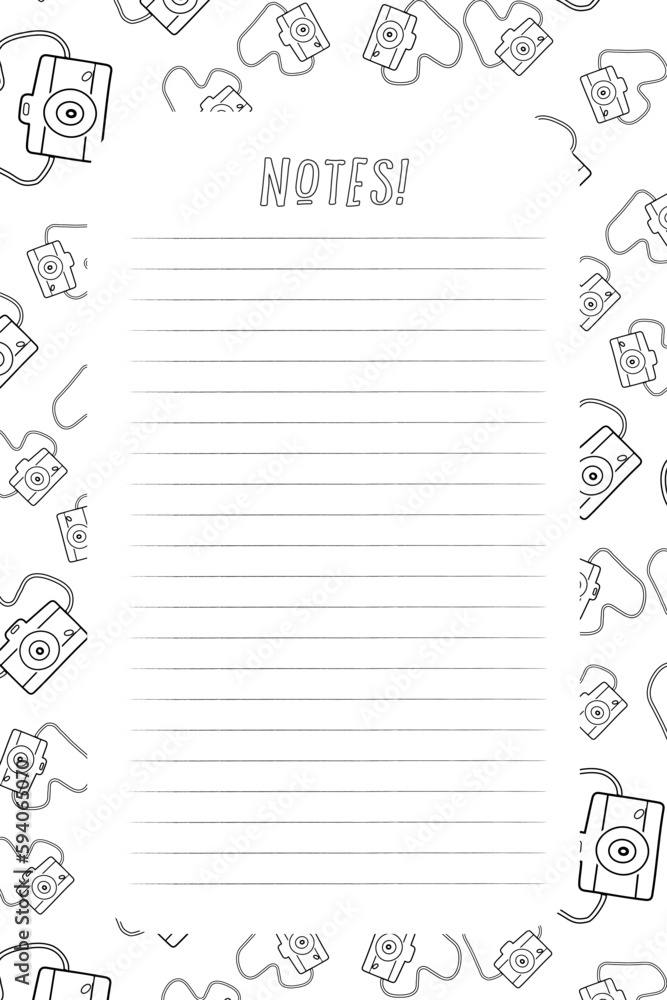 Vector printing paper note. Paper page for notebook, diary, letters, notes, school notes, workbook. Ornate illustration in vintage style. Wave hand drawing elements. A4 size, sepia color Vector printing paper note. Paper page for notebook, diary, letters, notes, school notes, workbook. Ornate illustration in vintage style. Wave hand drawing elements. A4 size, sepia color