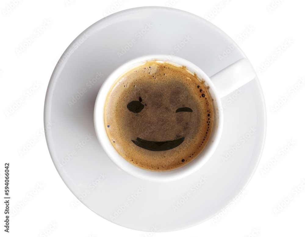hot winking coffee in white mugs with , isolated over a transparent background, hot drink, beverage design element, flat lay, top view hot winking coffee in white mugs with , isolated over a transparent background, hot drink, beverage design element, flat lay, top view