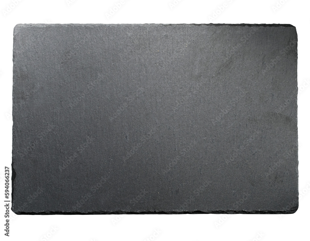 Black slate board isolated on white or transparent background, cut out