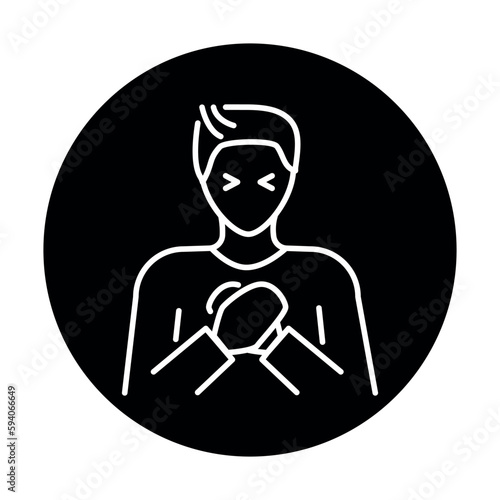 Chest pain color line icon. Human diseases.