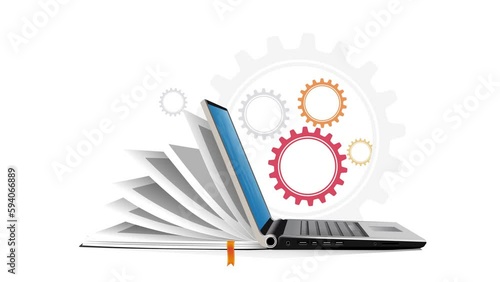 Book and PC laptop computer as knowledge base - User guide manual concept