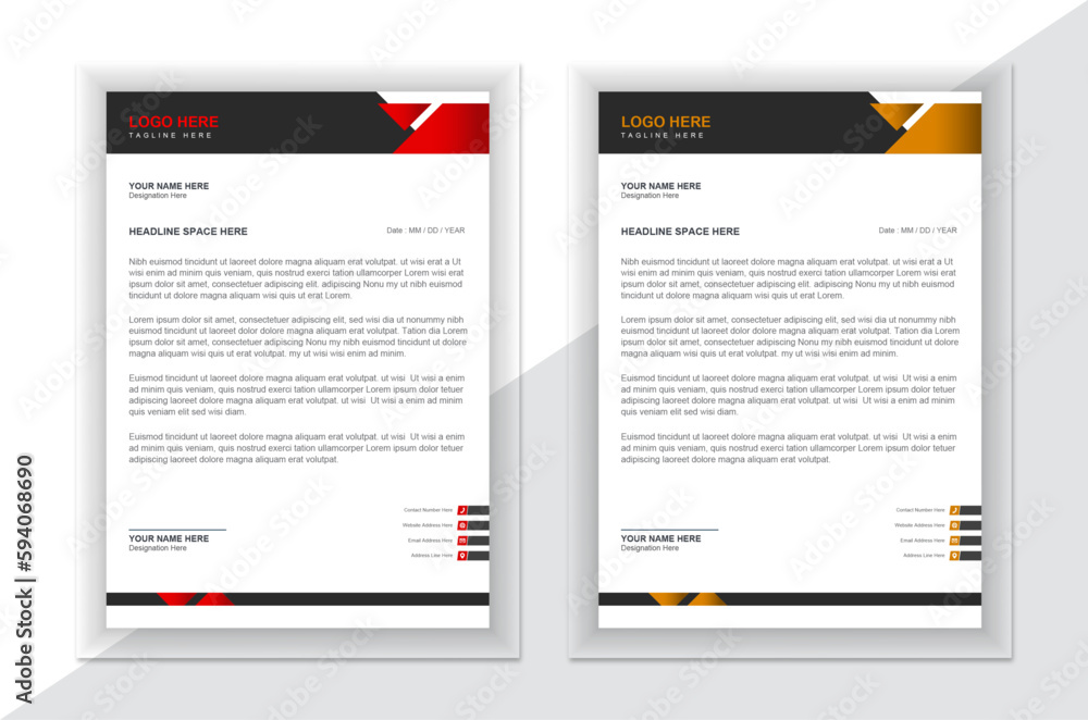 Abstract And Elegant Business Letterhead Template.