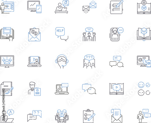Correspondence line icons collection. Letters, Emails, Communication, Pen-pals, Respond, Writing, Envelopes vector and linear illustration. Post,Mailbox,Statiry outline signs set