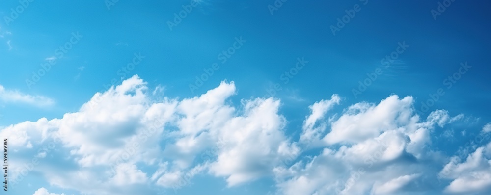 Blue sky with clouds simple background, Generative AI