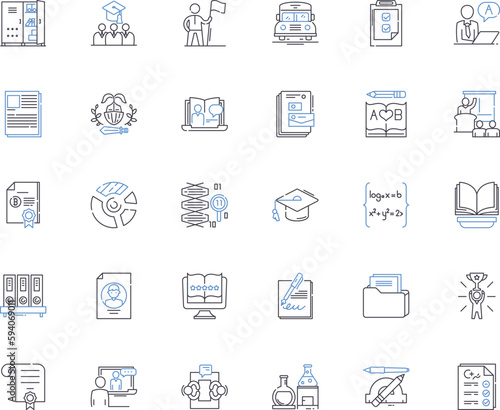 Institute line icons collection. Education, Research, Intelligence, Learning, Academy, Scholars, Innovation vector and linear illustration. Curriculum,Expertise,Scholarship outline signs set