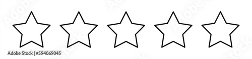 Five star stroke style isolated vector element. Vector linear customer sign. Positive feedback icon. Customer feedback review star rating symbol. Vector 10 eps.