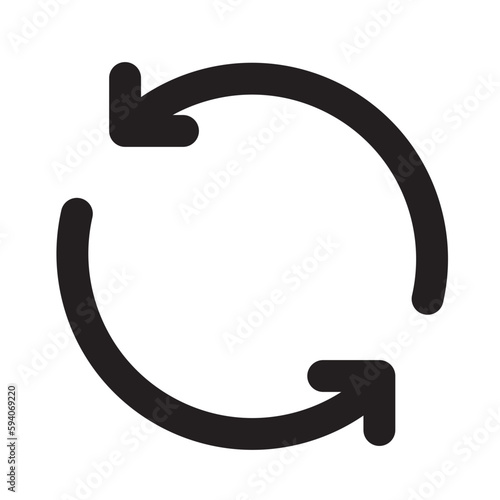 Refresh button icon. update interface circle sign. repeat rotation circle loop. reset or reload web page. reusing repetition cycle stock vector