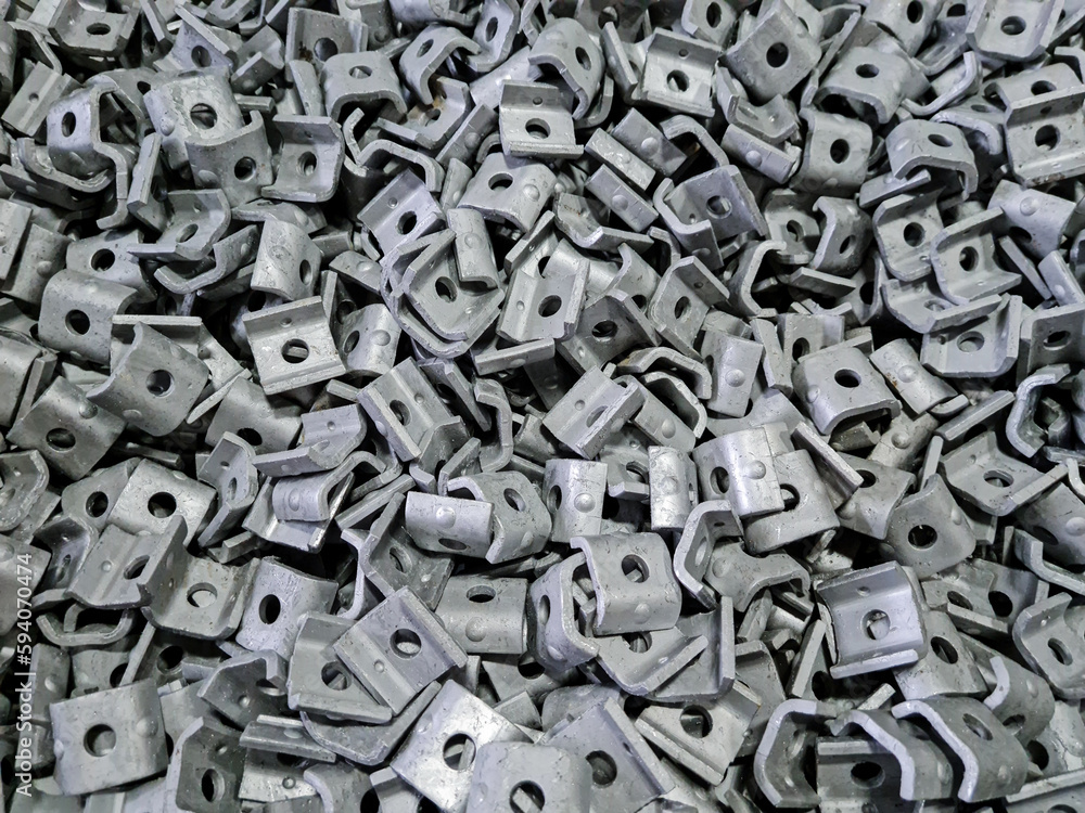 Metal parts coated with galvanizing close up Metal parts coated with galvanizing close up