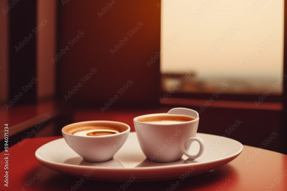 two cups of coffee on a table