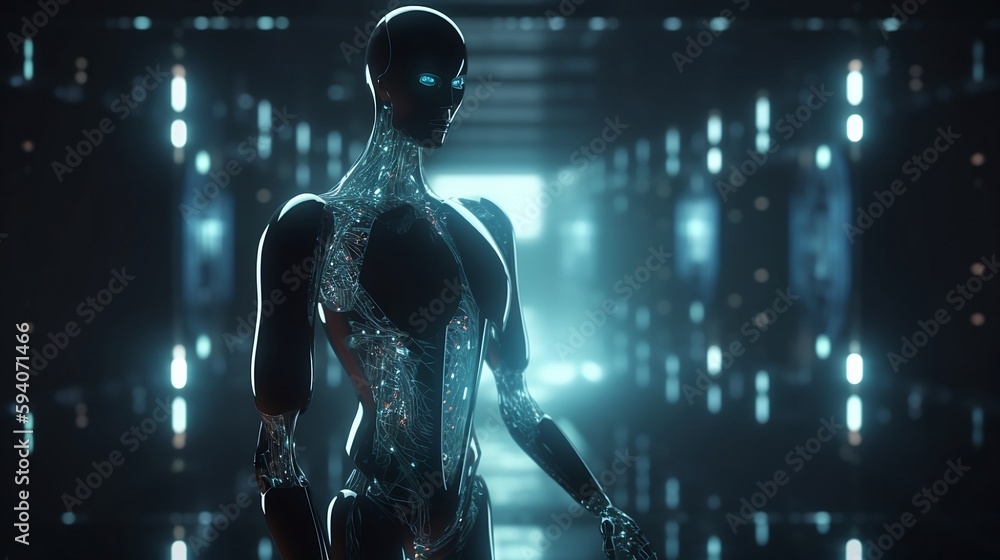 Connecting the Dots: Abstract Data Technology Background with Robot, generative AI Connecting the Dots: Abstract Data Technology Background with Robot, generative AI