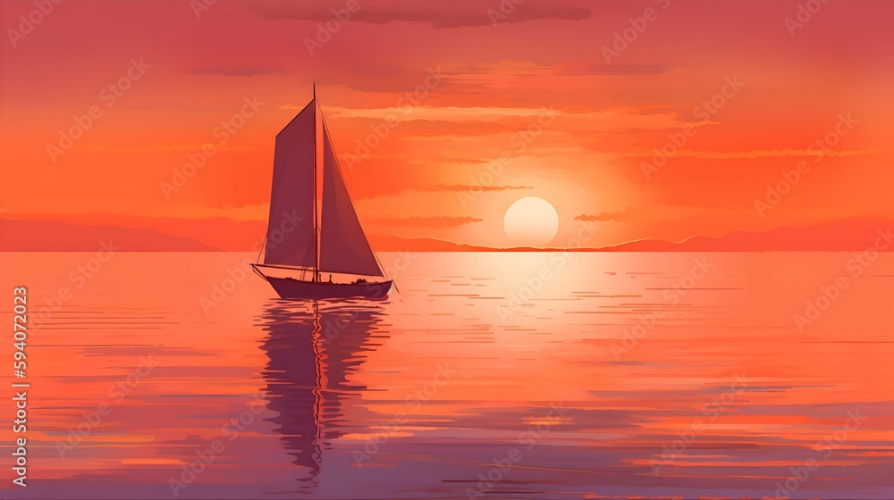 A sailboat drifting lazily on a calm sea