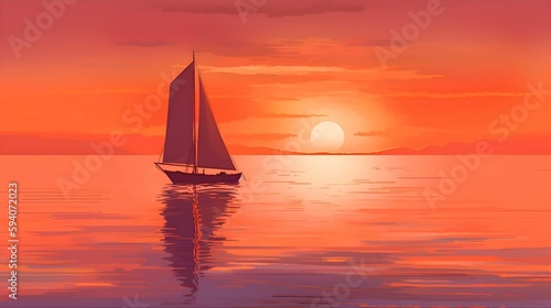 A sailboat drifting lazily on a calm sea © JLBGames