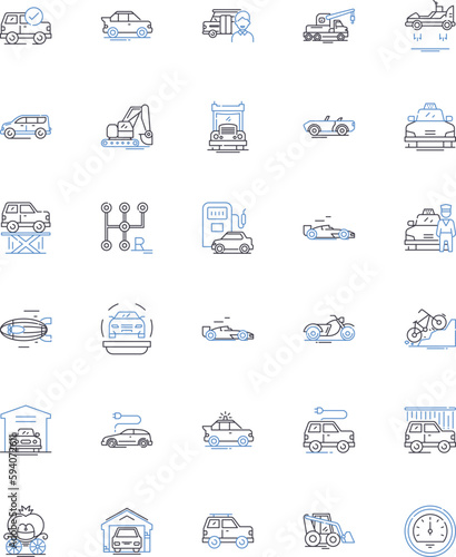 Logistics services line icons collection. Shipping, Transportation, Warehousing, Supply chain, Distribution, Management, Freight vector and linear illustration. Inventory,Consolidation,Customs outline
