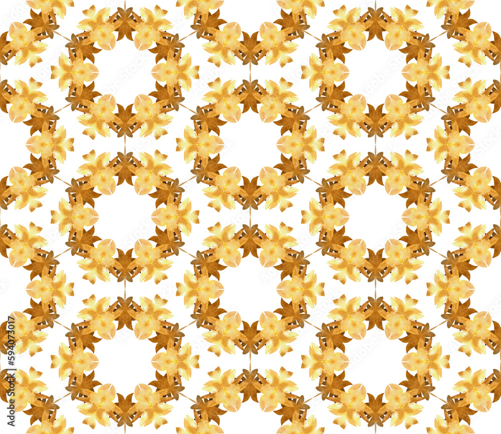 Cute Boho floral watercolor seamless pattern. Hand painted yellow and gold elements. Background for textile, home decor, wrapping paper, cover, banners, design.