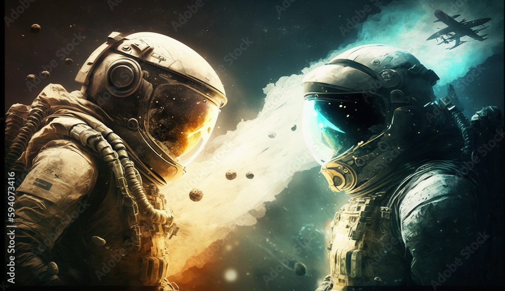 a space war, aliens vs astronauts, Generative AI a space war, aliens vs astronauts, Generative AI