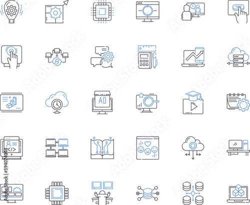 Cyber gadgets line icons collection. Cybersecurity, Encryption, Hacking, Firewall, Malware, Phishing, Cybercrime vector and linear illustration. VPN,Biometrics,Antivirus outline signs set