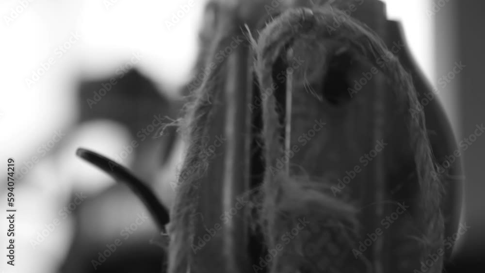 Black and white video of a working retro sewing machine. Good footage for video art projects. Macro. Art. Black and white video of a working retro sewing machine. Good footage for video art projects. Macro. Art.