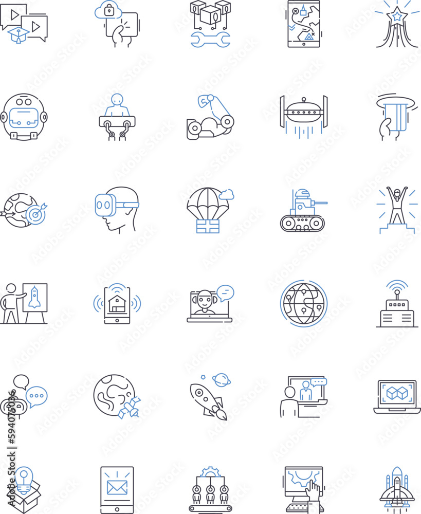 Social marketing line icons collection. Engagement, Branding, Virality, Influence, Segmentation, Persuasion, Storytelling vector and linear illustration. Analytics,Advocacy,Messaging outline signs set