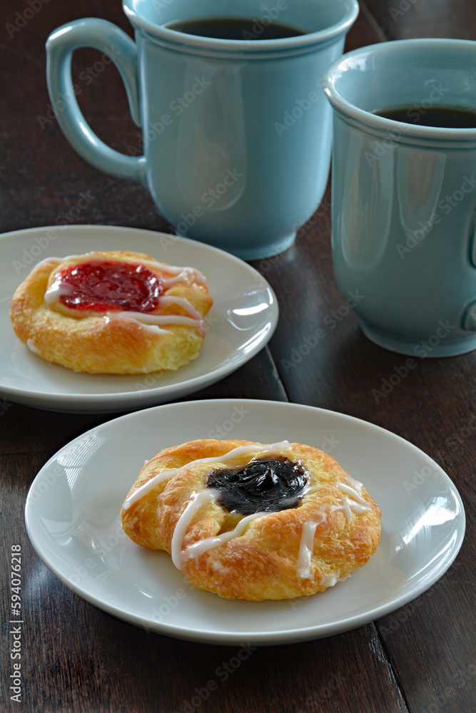Coffee with mini Danish pastries Coffee with mini Danish pastries