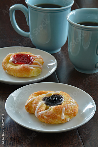 Coffee with mini Danish pastries