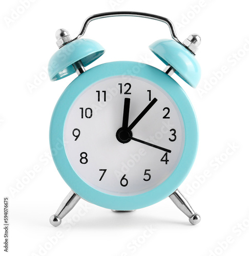 Colorful alarm clock isolated on white background