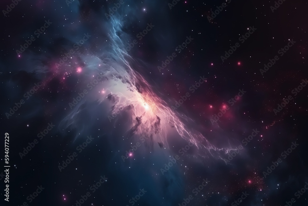Space nebula and galaxy. Generative AI Space nebula and galaxy. Generative AI