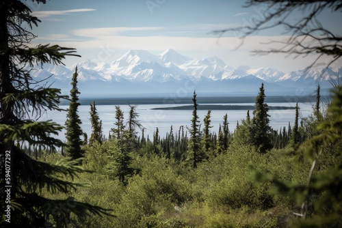 Alaskas Anchorage and Denali. Generative AI photo