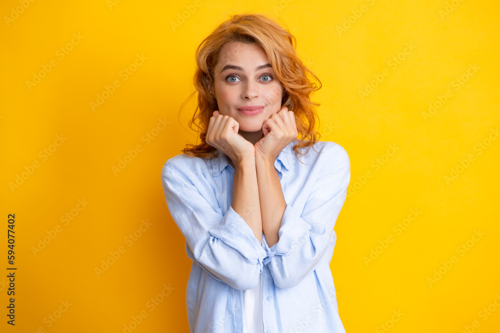 Surprised astonished young woman with open mouth. Portrait of excited amazed gasping girl. Expressive facial expressions. Surprised astonished young woman with open mouth. Portrait of excited amazed gasping girl. Expressive facial expressions.