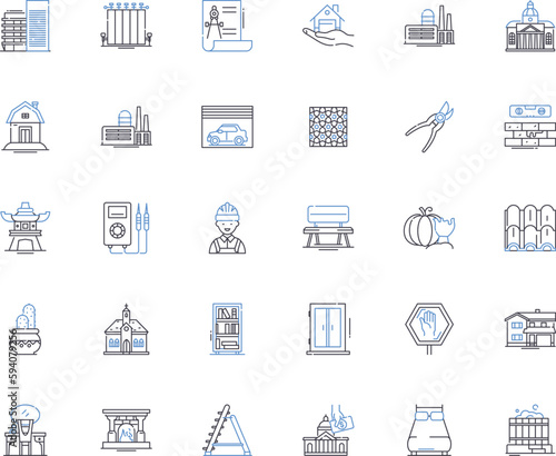 Office renovation line icons collection. Remodeling, Construction, Refurbishment, Redesign, Reconfiguration, Expansion, Upgrades vector and linear illustration. Modernization,Transformation,Makeover