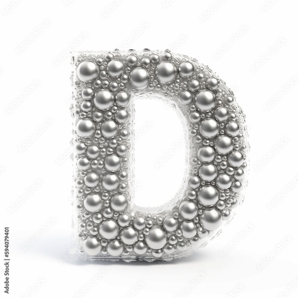 Letter D made with bubbles, Generative AI Letter D made with bubbles, Generative AI