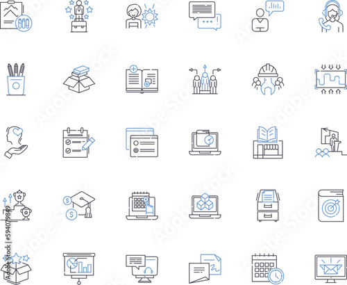 Economic development line icons collection. Growth, Investment, Innovation, Entrepreneurship, Sustainability, Employment, Infrastructure vector and linear illustration. Competitiveness,Productivity