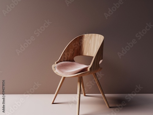 Wooden chair on a beige background