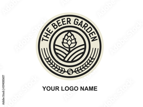 Retro Vintage Hops flower for Beer Ale Brewery logo design
