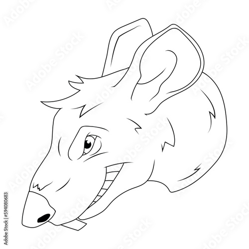 Rat. Vector illustration of a sketch mouse. Cartoon smiling evil rat