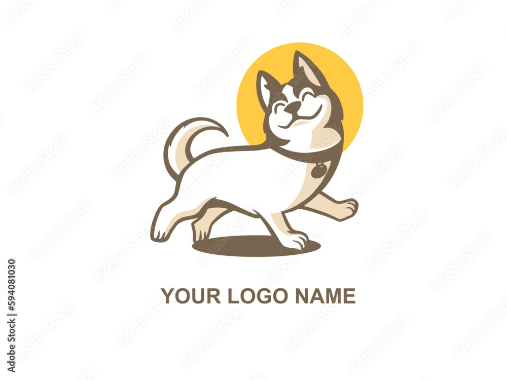 simple minimal dog care logo design. Dog head with love vector