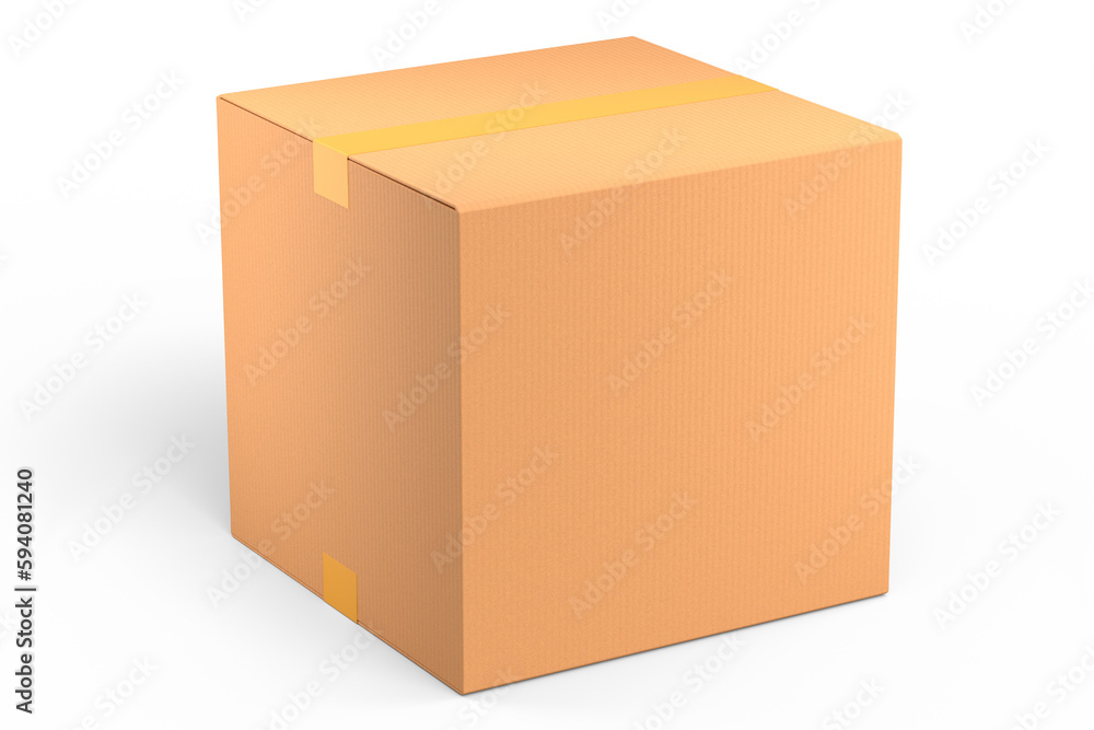 Cardboard box or carton on white background, carrying parcel and online shopping Cardboard box or carton on white background, carrying parcel and online shopping