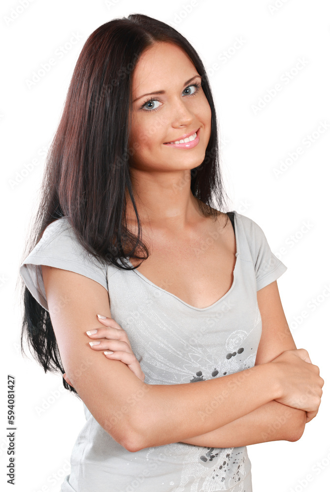 Pretty young woman isolated on white background Pretty young woman isolated on white background