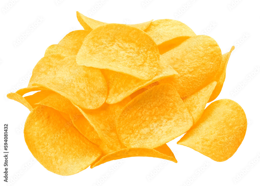 potato chips isolated on white background, full depth of field potato chips isolated on white background, full depth of field
