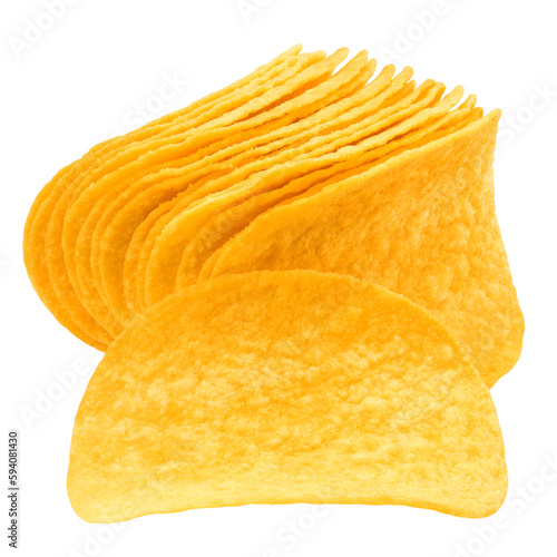 potato chips isolated on white background  full depth of field