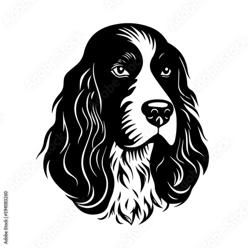 English Springer Spaniel Logo Monochrome Design Style 