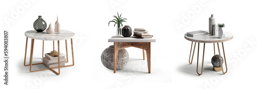 Fotografiet collection Set of different styles of retro vantage wood and modern steel marble