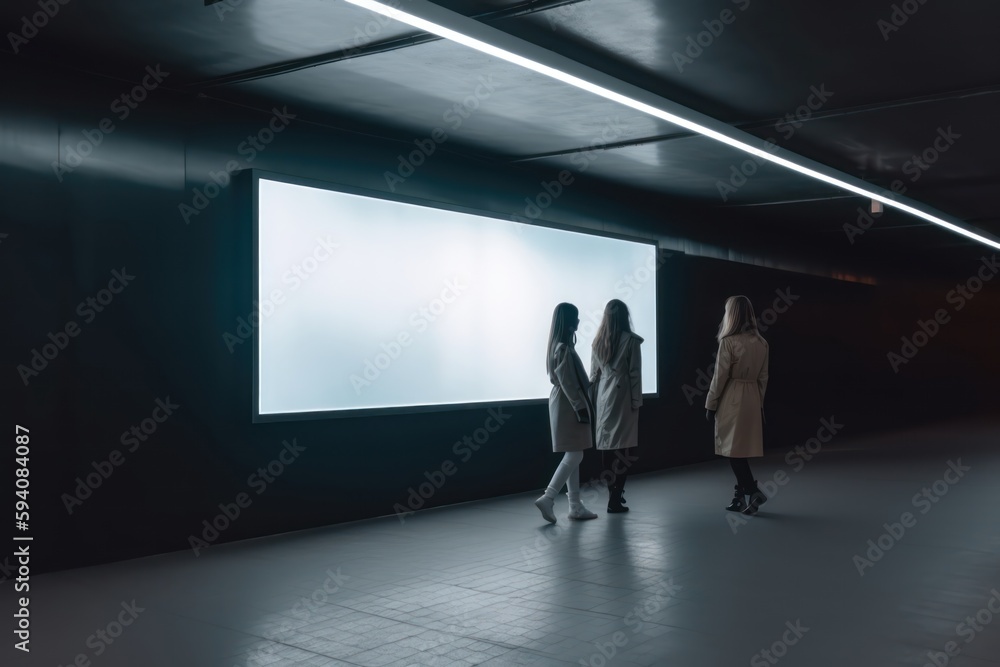 display blank clean screen or signboard mockup for offers or advertisement in public area - Generative AI