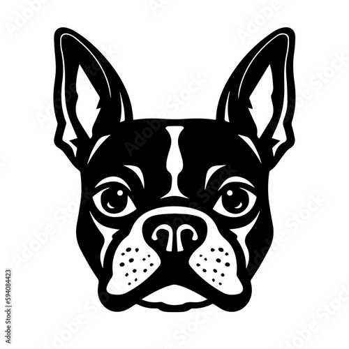 Boston Terrier Logo Monochrome Design Style
