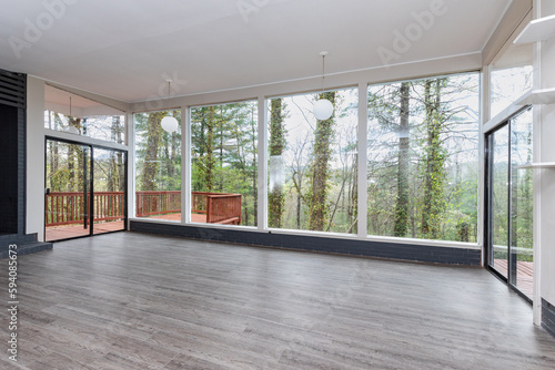 wide open empty room with large modern windows