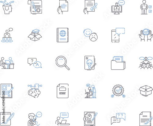 Legal rights line icons collection. Justice, Equality, Advocacy, Litigation, Jurisdiction, Mandate, Ombudsman vector and linear illustration. Regulation,Constitution,Sovereignty outline signs set