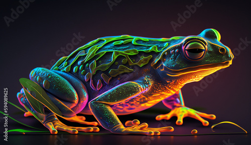 Frog neon AI Generate illustration image